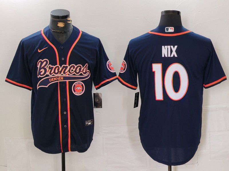 Men Denver Broncos #10 Nix Blue Joint Name 2024 Nike Limited NFL Jersey style 3->denver broncos->NFL Jersey